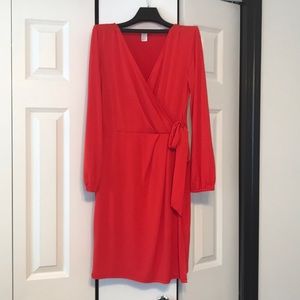 London Times Red Wrap Style Dress